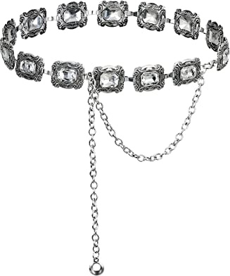TOPACC Western-Metall-Concho-Gürtel für Damen, Cowgirl-Kette, Gürtel für Kleider, Jeans, Country-Konzert-Outfit, J Silver, Fit waist: 26-28 in