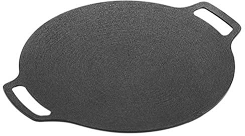 Minghunian 1 poêle à frire plate en fonte de 38 cm d'épaisseur pour crêpes et pancakes - Anti-adhésive - Pour barbecue et induction - Noir