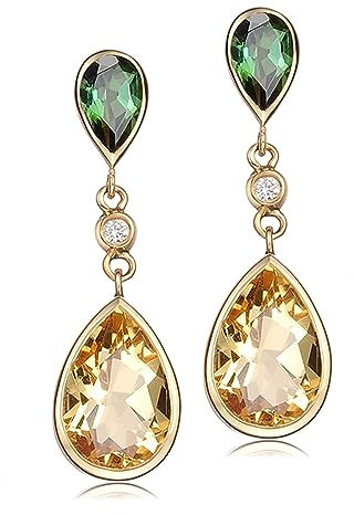 AMDXD Ohrringe, Turmalin 3.77ct Ohrhänger Damen Ohrstecker Gold 18 Karat 750 Klassiker Zart Citrin Grün, Turmalin Ohrstecker Frauen Echt & Zertifikate