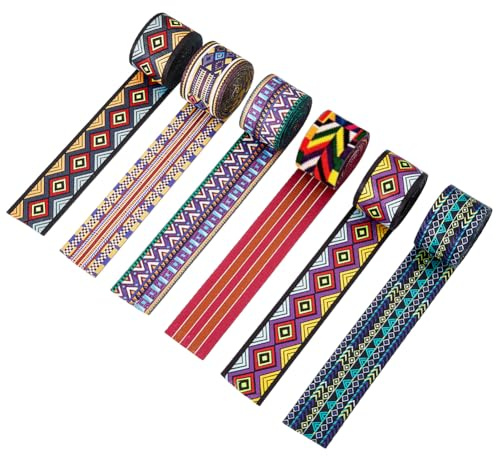 SUPerfINDINGS 6 stilar 1,82 m vintage jacquardband band band trimning 38 mm polyester dubbelsidigt tryck för gör-det-själv kamera handväska klädbälte