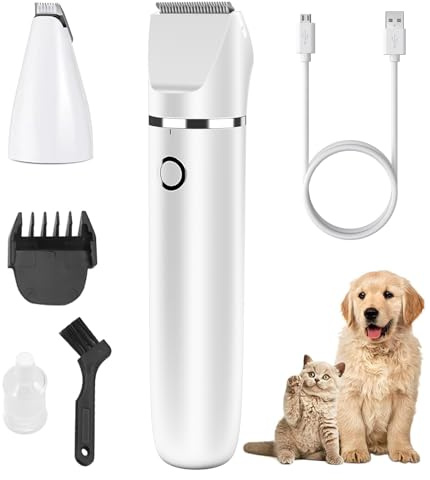 Brifit 2 in 1 Schermaschine Hunde Katze Set, Pfotentrimmer für Hunde Extra Leise, IPX7 Wasserdicht Hundehaarschneidemaschine, Profi Hundeschermaschine für Körper, Pfoten, Augen, Ohren, Gesicht