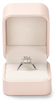 Oirlv PU Leder Rosa Klassisch Ringbox Verlobungsring Box,Ringschatulle für Hochzeit,Vorschlags