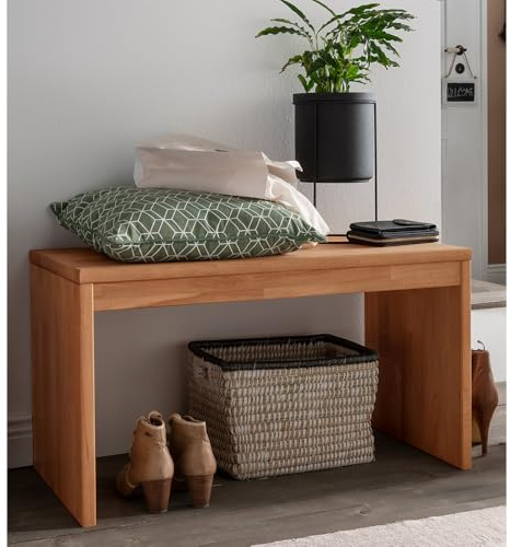 Lomadox Massivholz Flurbank Garderobenbank Buche 82x45x40 cm (BxHxT)