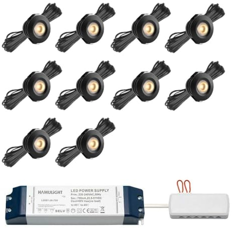 LED Einbaustrahler Pals Schwarz bas | Einbauleuchten - Deckenstrahler - Einbauspots - Einbaulampen - Downlight | 3W - Dimmbar - Flach - 230V - IP44 - Warmweiß | Set mit 10 Stück