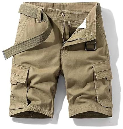 HIFI7 Herrbyxor Cargo Slim Fit shorts herr sommarshorts herr, Khaki, XL