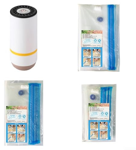 Sacs d'emballage alimentaire sous vide réutilisables, ensemble de sacs de rangement sous vide avec pompe à air électrique sans fil, sac à sandwich, collations et fruits pour le stockage des aliments,
