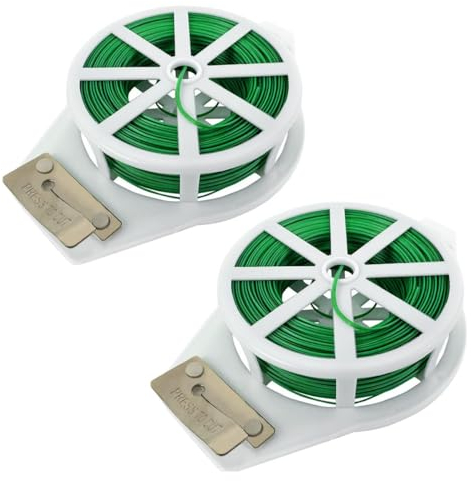 MaoNativey Cravatta da Giardino, 2 Rotoli 200m Filo Rivestito in Plastica Verde per Supporto pianta Albero Giardinaggio Multifunzionale con Taglierino, per Giardinaggio Casa Ufficio