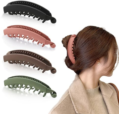 4 Stück Banana Clip Dickes Haar Clips Weiblicher Pferdeschwanz,Bananenspange Haare Geeignet für Lockiges Haar Glattes (B)