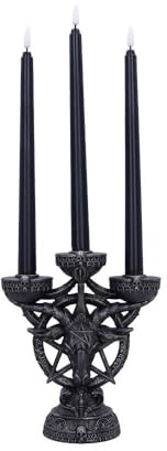 Nemesis Now Baphomet Candelabra with Electric Candles, Resin, Cast in the Finest Resin, Expertly Hand-Painted, Black | Cast in the Finest Resin, Expertly Hand-Painted
