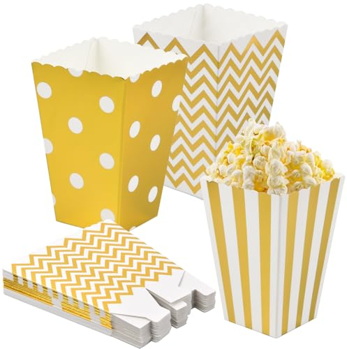 18 cajas de palomitas de maíz para caramelos, bolsas de palomitas de maíz, pequeñas bolsas de cartón para aperitivos, bolsas de fiesta, contenedores para fiestas, cumpleaños, bodas, regalos y noche