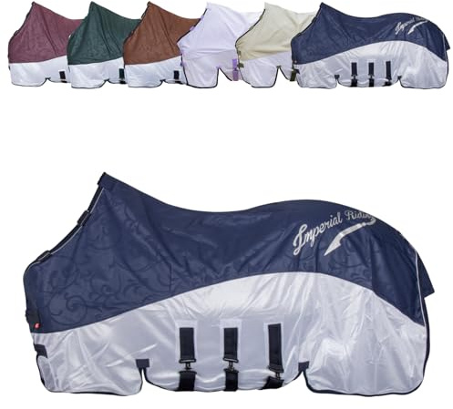 RL24 - Regen- & Fliegendecke 600D IRHSuper-Dry Navy 125cm | Pferdedecke von Imperial Riding – Decke mit Mesh, Bauchklappe & Schweifklappe – atmungsaktive Regendecke für Pferde