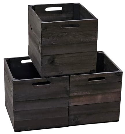 Teramico 3er Set farbenfrohe Holzkisten für KALLAX Regale | Perfekt zur Aufbewahrung von Büchern, Deko & mehr | Ideal für Wohnzimmer, Schlafzimmer & Büro | Maße: 37x32x33cm (Schwarz)