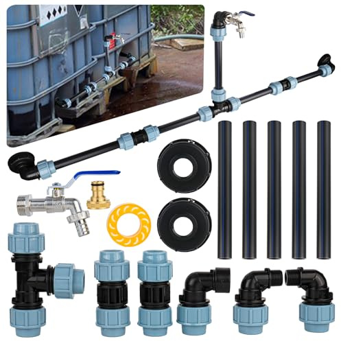 Kit De Raccordement Ibc Adaptateur Ibc Pour 2 Réservoirs Cuve 1000 Litres Ibc Côte À Côte/Réservoirs De Pluie Avec Col De Cygne De 3/4