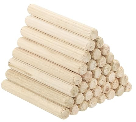 PATIKIL 200 Stück 6 x 50mm Holzdübel Set, Riffelholzdübel Holzstifte Dübel Set Gerillte Holzübelstifte Dübel Holz mit Rillen für Zimmerei Möbel Tür Kunsthandwerk Projekte