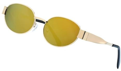 TSMORY Retros Ovals Sunglass With Metal Frame Sports Cycling Protective Glasses For Fashion Lover