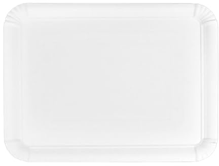 Monouso | 100 Bandeja de Cartón Blanca 25×34 cm | Rectangular Compacta | Resistente al Aceite y Calor | Ideal para Degustaciones y Catering | Pack de 100 Unidades