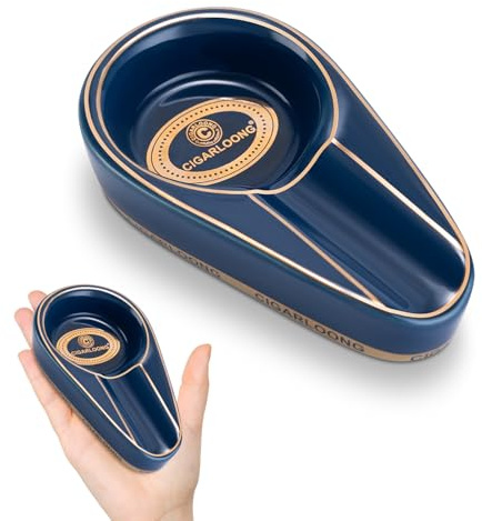Posacenere in ceramica per esterni, Posacenere portatile per la casa, Patio, Viaggio (Blu)