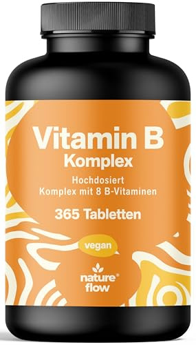 Vitamine B complex – 365 comprimés – Avec les 8 vitamines essentielles du groupe B (B1, B2, B3, B5, B6, B7, B9, B12) avec choline & inositol – Vegan – Fabriqué en Allemagne - Complexe Vitamine B