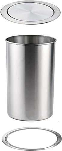 MYUYEE Poubelle de comptoir avec Couvercle pivotant pour Bar à café Poubelle Ronde encastrée en Acier Inoxydable avec Couvercle intégré avec Couvercle à Rabat,Grand