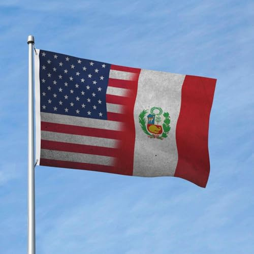 Bandera vintage de Perú, bandera americana de 90 x 150 cm, poliéster, de temporada, de doble cara, para jardín, exterior, hogar, patio, decoración de festivales.