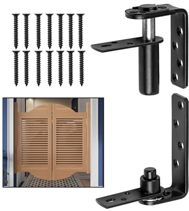 Cokritsm 2 charnières de porte saloon en acier inoxydable 304 | Kit de charnières doubles battantes à fermeture automatique pour portes de café/bar (rotation 180°, noir)