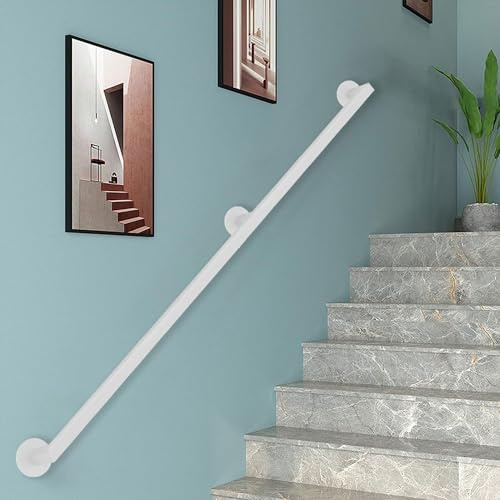 Scala a parete il bianco moderno ringhiera per villa loft interni ed esterni maniglione di sicurezza regolabile 30 600 cm facile installazione (150 cm)