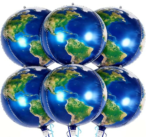 Fesnova Aufblasbarer Erde-Aluminiumfolienballons,Satellitenansicht des Erdballons,Blau und Grün,40cm Durchmesser,22 zoll luftballoons,für Weltraum Deko,Kindergeburtstag Weltraum,Kinderzimmerdekoration