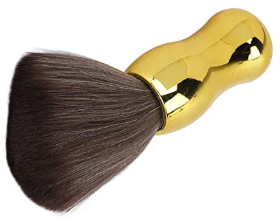 Cepillo cuello peluqueria nailon suave 16 cm dorado | ABS y nailon suave, para salon y uso en casa, barre cabello de cara y cuello, ergonomico, 4.5 x 16 cm