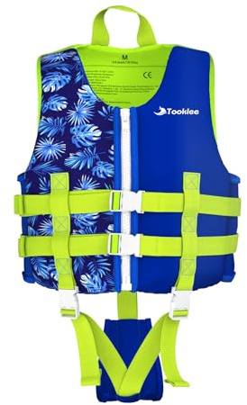 Tooklee Chaleco de Natación para Niños, Chaleco de Piscina con Tirantes Dobles Ajustables, Neopreno Premium Suave, Probado por TÜV y Seguro, Correa De Entrepierna Más Ancha, Ligero y Cómodo