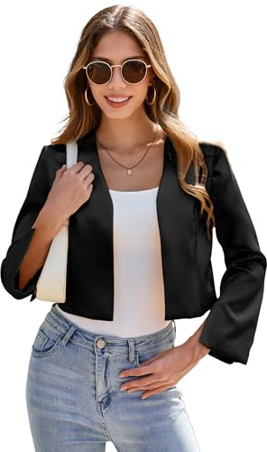 YesFashion Blazer, giacca corta da donna, a maniche lunghe, elegante, per lavoro, ufficio, lavoro, blazer (confezione multipla), Nero , S