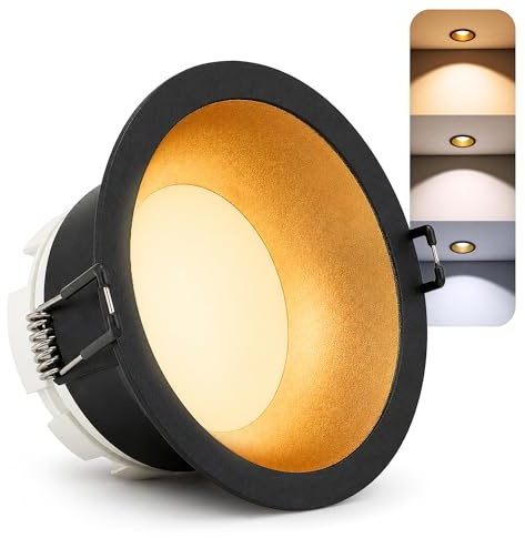 SSC-LUXon GEXIA Einbauspot schwarz-gold GX53 6W dimmbar 3 Lichtfarben | Deckenspot schwarz-gold - warm / neutral / kalt, dimmbar, für Küche, Flur & Wohnzimmer, inkl. GX53 LED