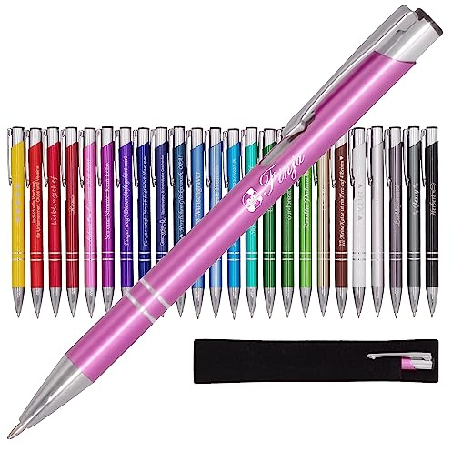 BIASTO Kugelschreiber mit Gravur – personalisierter Metall Kugelschreiber mit Wunschtext – Stift mit Namen – Gravur für Rechts- oder Linkshänder – Rosa