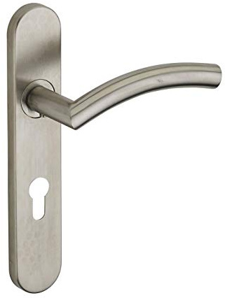 THIRARD - Ensemble de Poignées pour Porte d'Entrée Ouranus - Inox Brossé - Usage Pratique - Trou de Cylindre - Carré 7 mm - Entr'Axes 195 mm - Design Élégant - Gris