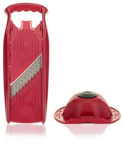 Börner Onda-Gofre PowerLine Cortador de Verduras Ondulado + Protector de Dedos (Set de 2 Piezas) • Corte Ondulado/Gofre • Para Patatas Rejilla y Patatas Fritas • Color: Rojo