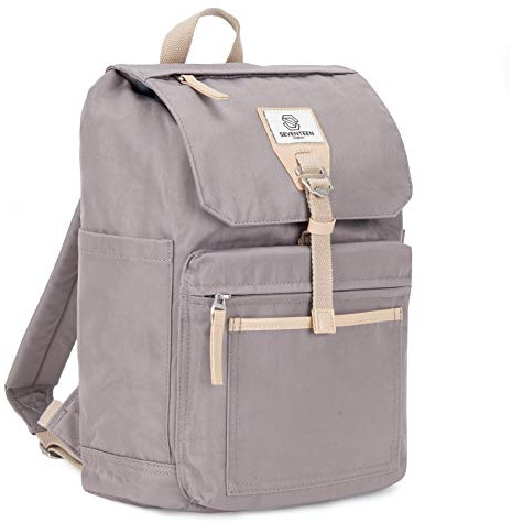 SEVENTEEN LONDON Modern and stylish 'Fulham' backpack with a classic pleated design - perfect for 15 inch laptops, Lilac, L
