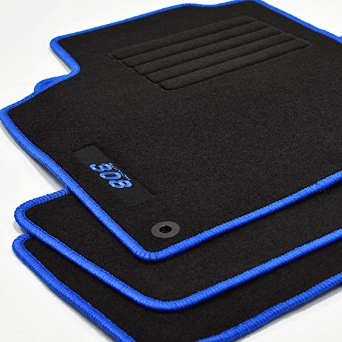 Mattenprofis Velours Logo Fußmatten passend für Peugeot 308 + 308 SW ab Bj. 2007-2014 blau