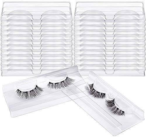 MWOOT 24 Stück Rechteck Klarer Wimpernhalter,Kunststoff Wimpern Behälter Box Halter,Leer Falsche Wimpern Aufbewahrung Etui Wimpern Kasten für falsche Wimpern