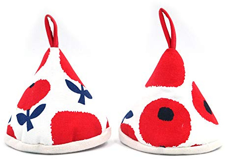 Shiwaki Une Paire 4.3inch Triangle Pratique Gants De Four en Coton Mignon pour Couvercle De Pot Gants Anti-br?lure Cuisson Cuisson Poignée Gants De Four - Rouge