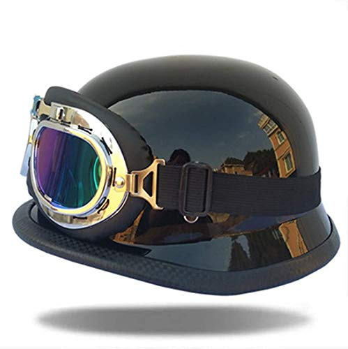 Casco Moto Vintage Aperto Adulto, ECE Certificazione Casco Jet Moto Scooter Classic Jet Aperto Caschi,Scooter Caschi Scodella Motorino Portatile Mezzo Casco B,M