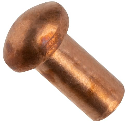 AERZETIX - C48026 - Satz von 50 Nieten aus kupfer - kupfernieten Ø3x6mm mit halbrundkopf - halbrundnieten - halbrundkopfniete - vollniet - DIN 660 - montage von teilen aus metall