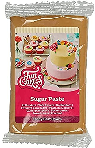 FunCakes Pasta di Zucchero Teddy Bear Brown: facile da usare, liscia, flessibile, morbida e pieghevole, perfetta per decorare torte, halal, kosher e senza glutine. 250 gr