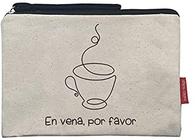 Hello-Bags. Necessaire/pochette. Esterno: 100% cotone. Con cerniera interna e fodera. Include una bella busta regalo kraft. Modello ENVENA. Colore: Écru/Nero. Misure: 23 * 15,5 cm.