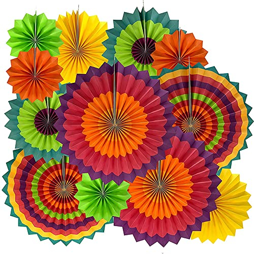 YBwanli decorazion battesimo festa,decorazioni carnevale,stelle filanti,festoni colorati,ventagli matrimonio,Ghirlande,Decorazioni per feste colorate, riutilizzabili e multiuso 12 Pezz
