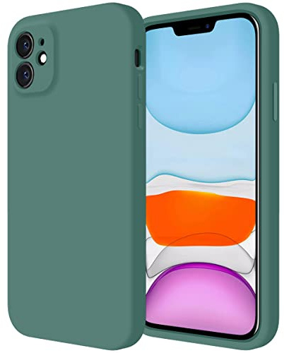 Cordking Designed for iPhone 11 Case, 6.1, Midnight Green | Silicone [Square Edges] & [Camera Protecion] Upgraded Phone Case with Soft Anti-Scratch Microfiber Lining