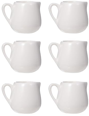 Housoutil Lot de 6 mini pichets à crème avec poignée, en céramique, pour sauces ou sauces (70 ml)
