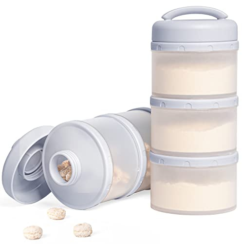 Termichy Lot de 2 distributeurs de lait en poudre empilables pour bébé Gris
