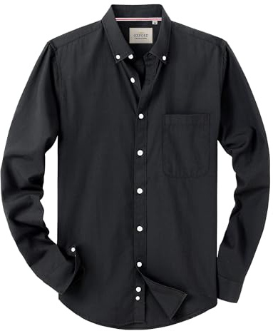 J.VER Oxford Herren Hemd Bügelfrei Regular Fit Hemd Langarm Casual Hemd aus Oxford Button Down Hemd Faltenfrei Freizeithemd mit Tasche