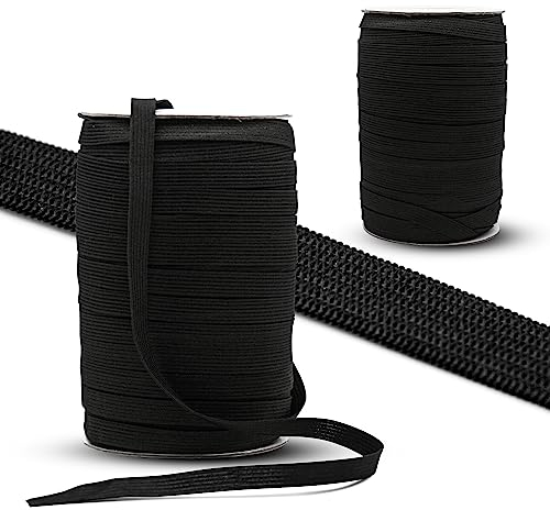 DOJA Barcelona | Elastisches Nahband | 50m | 10mm | Schwarz | Gummibander zum Nähen | Dehnbares Nahband aus Polyester und Gummi | Nahen Elastische Bänder | Für Polster, Sofa, Kleidung...