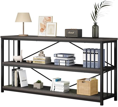 IBF Bibliothèque 3 Niveaux 160cm métal Horizontal Rangement chêne Foncé