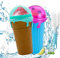 DAZZTIME Slush Becher 2-teiliges Set,Silikon Squeeze Cup Slush Eis Becher zum Kneten Smoothie Pinch Ice Cup DIY Slushy Maker Cup Gefrorene Maker Smoothie Becher Sommer-Slush Cup mit Strohhalmlöffel